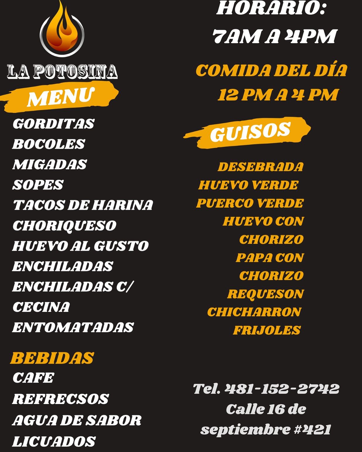 Menú completo y horarios